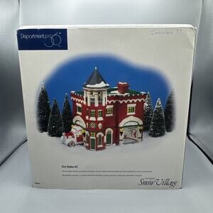 Department 56 Christmas Snow Village Fire Station #3 Retired 54942
